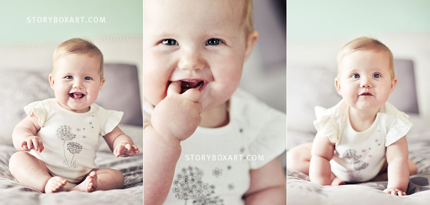 ten month old baby girl sitting up