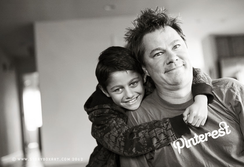 Boy being goofy with dad