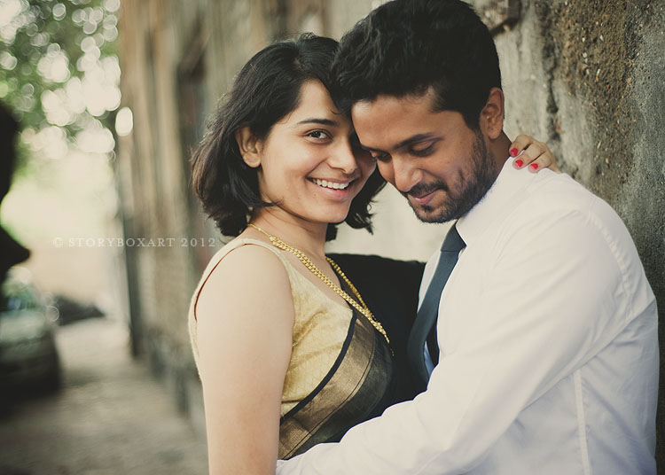happy engaged south indian couple