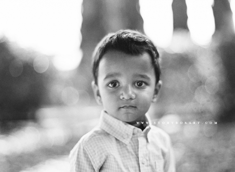film portrait of young child in black and white