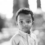 film portrait of young child in black and white